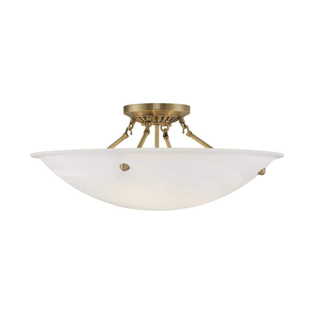 Livex Lighting Oasis 4 Light Antique Brass Semi Flush Mount 4275