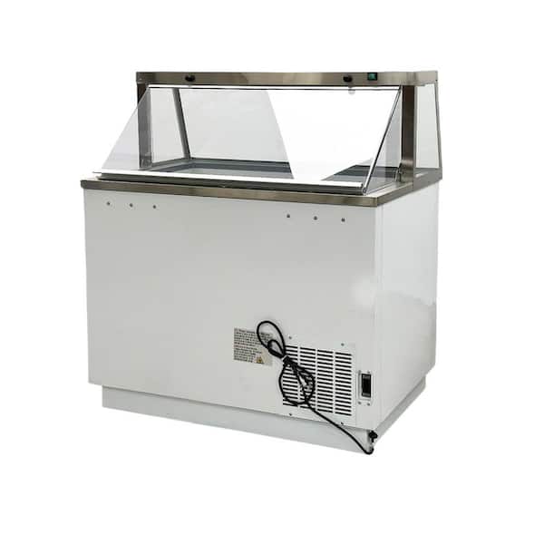 47 in. W 15.2 cu. ft. Manual-Defrost Commercial Portable Freezer 16-Tub Deluxe Ice Cream Dipping Cabinet in White