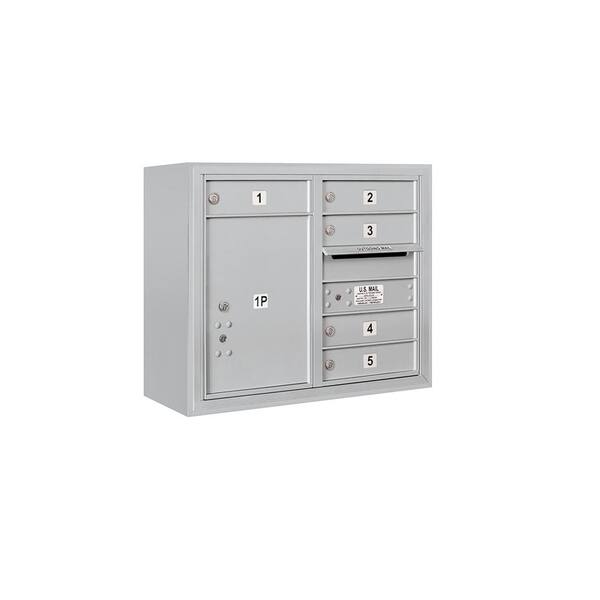 Salsbury Industries 3800 Horizontal Series 5-Compartment with 1-Parcel Locker Surface Mount Mailbox
