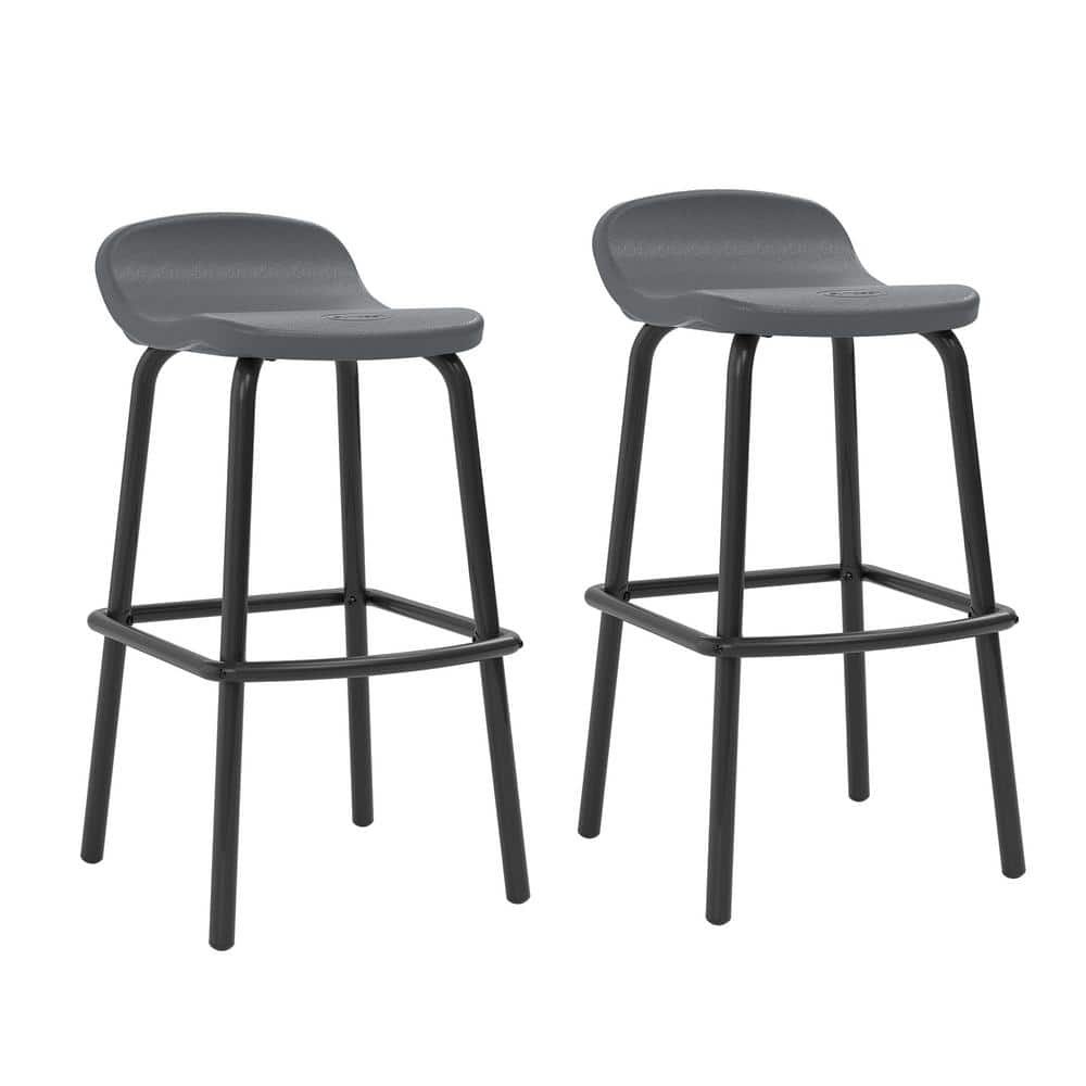 Suncast Gray Resin and Steel Outdoor Bar Chair Set