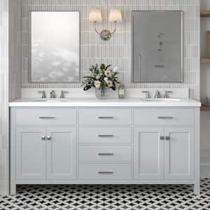Bristol 72 in. W x 21.5 in. D x 34.5 in. H Double Freestanding Bath Vanity Cabinet without Top in Grey