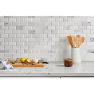 Greecian White Beveled 12 in. x 12 in. Polished Marble Mosaic Tile (1 sq. ft./Each)