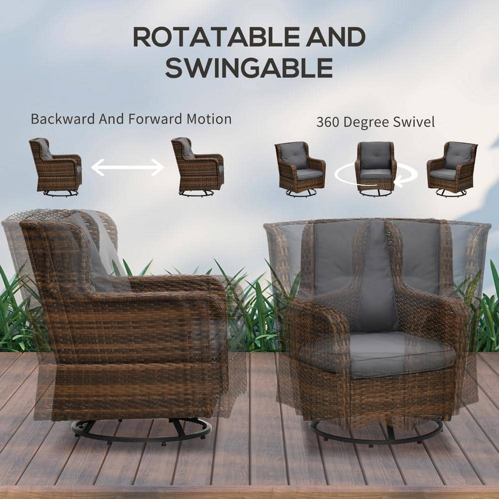 Gray Wicker 4-Piece Outdoor Seating Set with Cushions