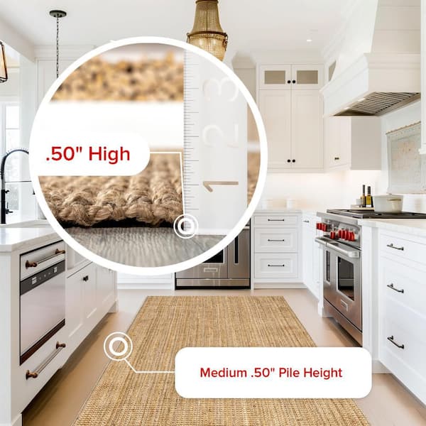 nuLOOM Ashli Solid Jute Natural 6 ft. x 9 ft. Living Room/Bedroom