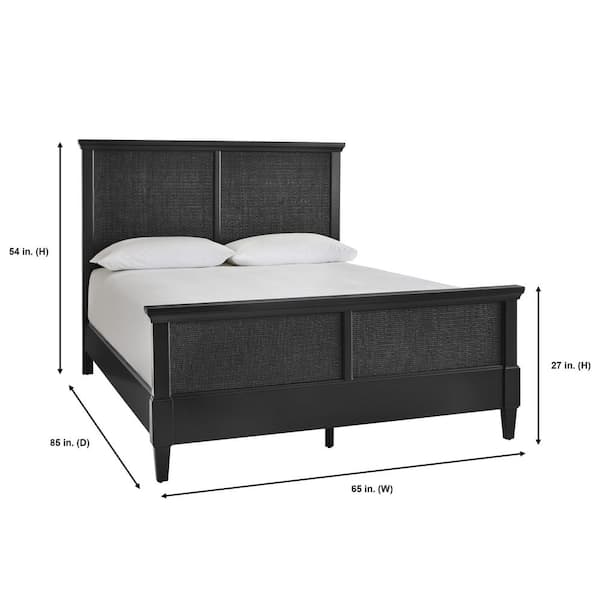 Marsden Black Wooden Cane Queen Bed (65 in. W x 54 in. H)