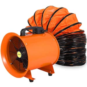 8 in. 2 Speed High-Velocity Portable Confined Space Ventilator with Hose