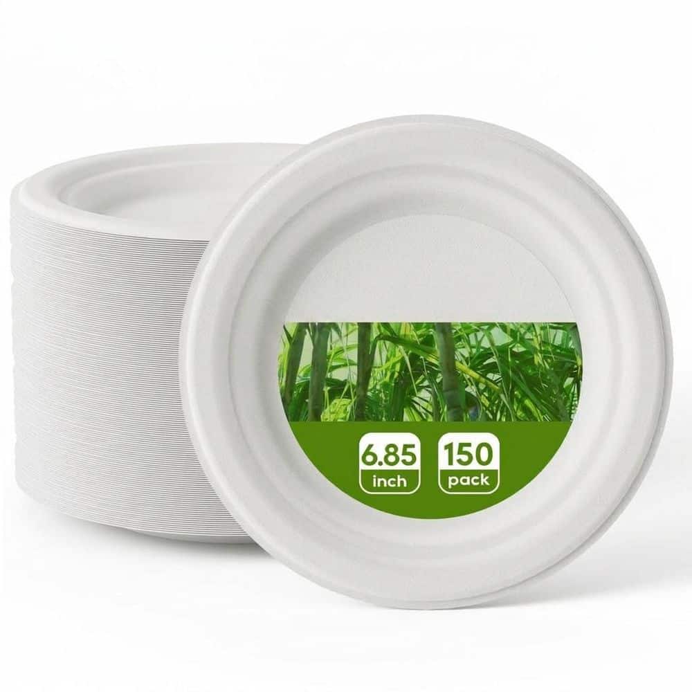 6.85 in. White White Family Disposable Paper Disposable Tableware Plates (150 Per Case) Compostable Sugarcane price history on PriceWatchPro