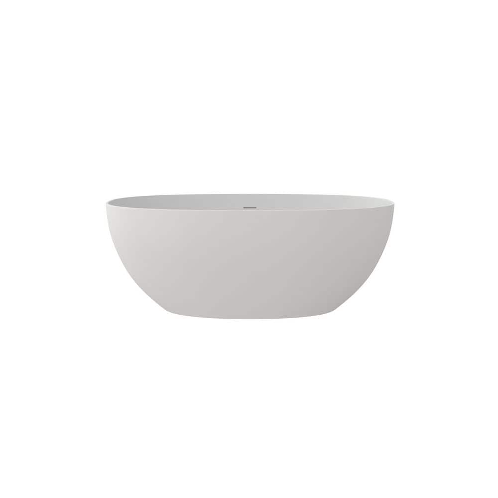 59.1 in. x 30.7 in. Deep Soak Solid Surface Freestanding Soaking Bathtub with Slip-Resistant Bottom in Matte White price history on PriceWatchPro