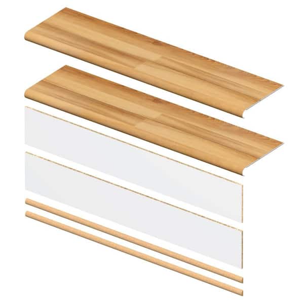 Pinecrest 6.5 mm x 46 in. x 12 in. Exact Match Round Nose Stair Tread + Riser Combo Kit (2-Pack)