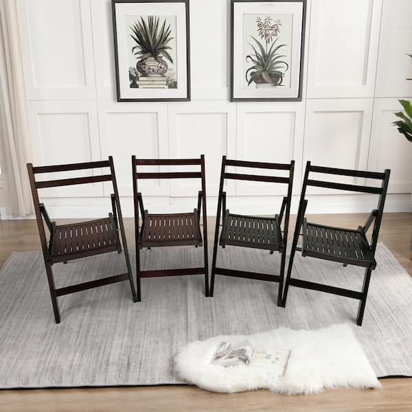 HOTEBIKE Set of 4 Wood Outdoor and Indoor Dining Chair Patio Dining Set with Arm (Cherry)