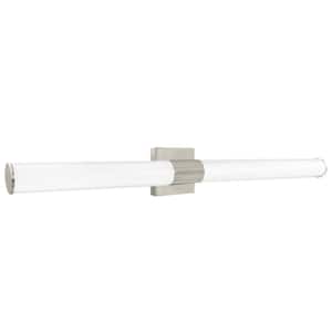 48 in. Brushed Nickel Fixture 5 CCT 2700K-5000K Vanity One Light 38W 3000 Lumens Dimmable Damp Rated ETL Listed