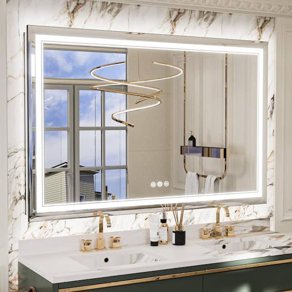  Keonjinn LED Bathroom Mirror, 36 x 28 Inch Bathroom Mirror with  Lights, Front Lighted Vanity Mirror, Anti-Fog Wall Mounted Dimmable Memory  Brightness Front Lights Makeup Mirror (Vertical/Horizontal) : Home & Kitchen