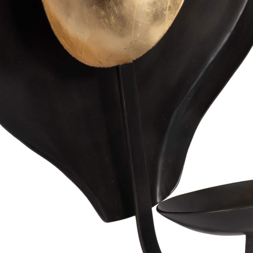15" Black and Gold Iron Round Votive Holder