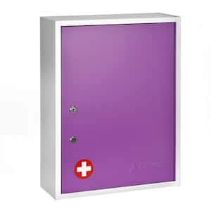 16 in. W x 21 in. H Medium Purple Metal Surface Mount Dual Locking Medicine Cabinet without Mirror