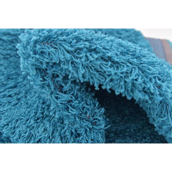 Solid Shag Turquoise 13 ft. Runner Rug
