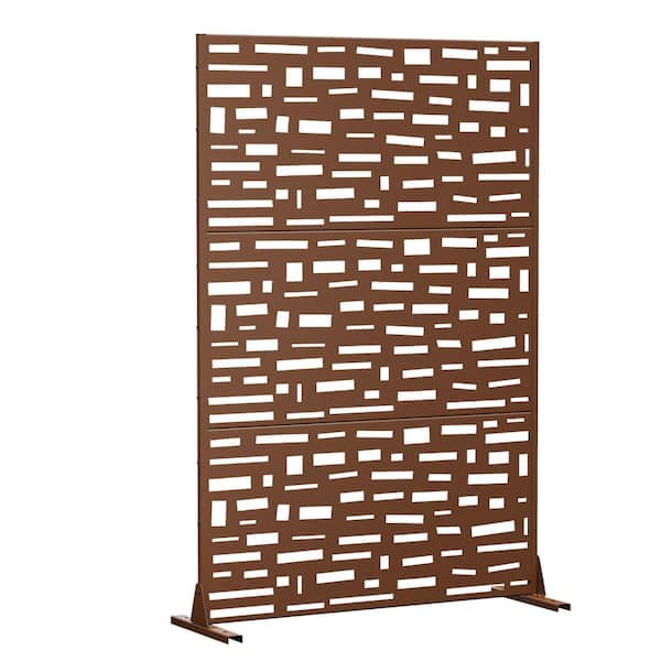72 in. Gerald Metal Outdoor Garden Fence Privacy Screen Garden Screen Panels in Brown