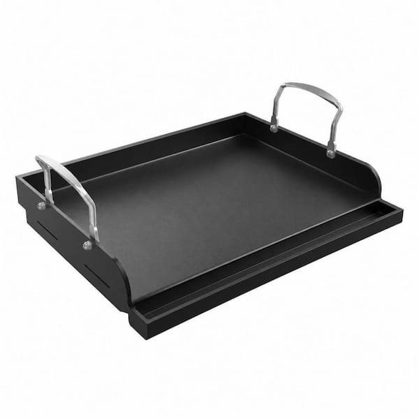 17 in. x 13 in. Nonstick Coating Cooking Skillet Pan, Flat Top Cast Iron Griddle Insert for Outdoor Gas Grill