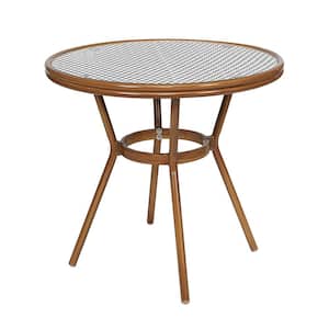 Brown Round Aluminum Outdoor Dining Table