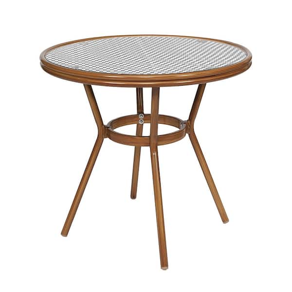 TAYLOR + LOGAN Brown Round Aluminum Outdoor Dining Table