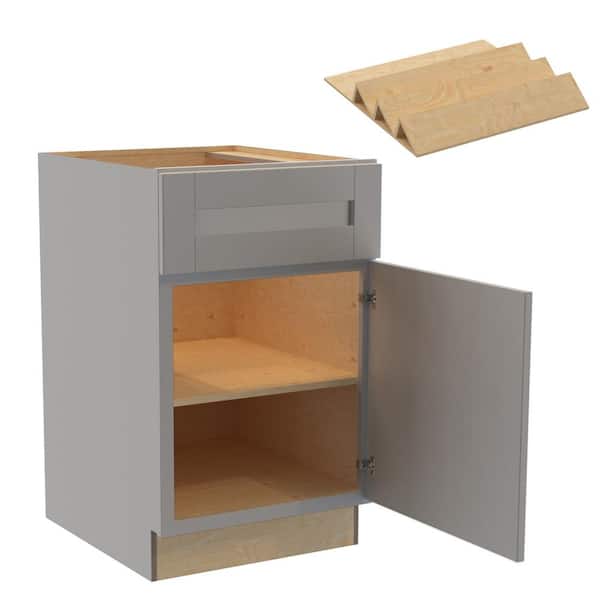 Home Decorators Collection Washington 21 in. W x 24 in. D x 34.5 in. H Veiled Gray Plywood Shaker Assembled Base Kitchen Cabinet Right SP Tray