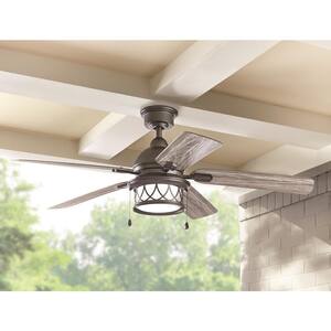 Artshire 52 in. Integrated LED Indoor/Outdoor Natural Iron Ceiling Fan with Light Kit