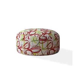 Charlie White Green And Red Cotton Round Pouf Cover Only