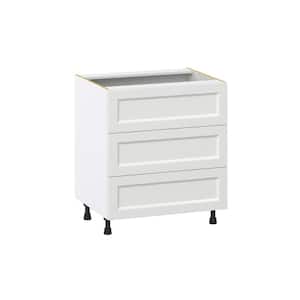 30 in. W x 24 in. D x 34.5 in. H Alton Painted White Shaker Assembled Base Kitchen Cabinet with 3-Drawers