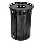 38 Gal. Black Metal Slatted Outdoor Commercial Trash Can Receptacle