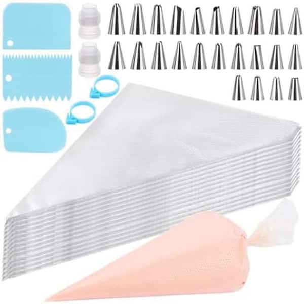 200-Piece Cake Decorating Set with 12-Inch Piping Bags, 24 Frosting Tips, Scrapers & Couplers for Baking, Cookies