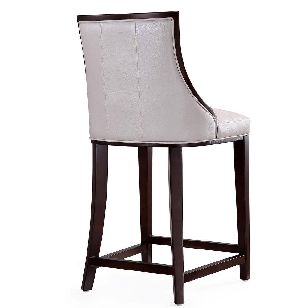 Pearl White and Walnut Elegance Faux Leather Barstool