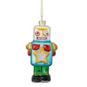 4.75 in. Multi-Colored Glass Robot Christmas Ornament