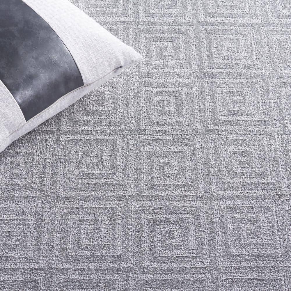 Gray Geometric Synthetic Non-slip Rectangular Area Rug, 9' x 13'