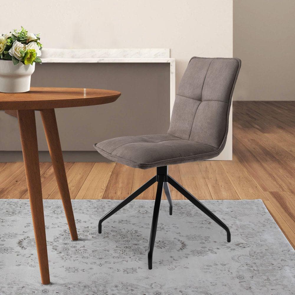 Benjara Brown Fabric Swivel Dining Chair (Set Of 2) BM243312 - The Home ...