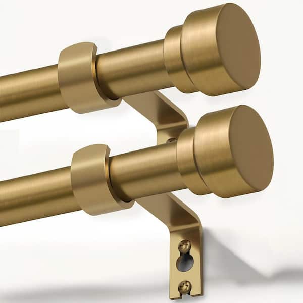 72 in. to 144 in. Warm Gold Curtain Rods for Windows, Adjustable Length Heavy Duty Brass Window Rod (2-Pack)