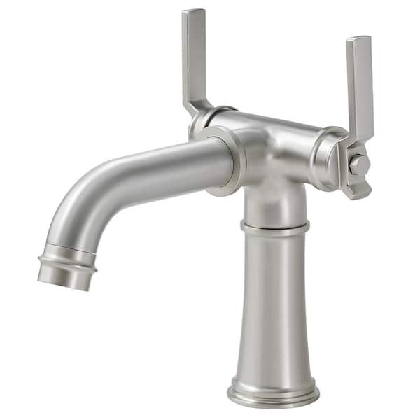 Unbranded Double Handle Single Hole Bathroom Faucet with Drain Assembly in Brushed Nickel