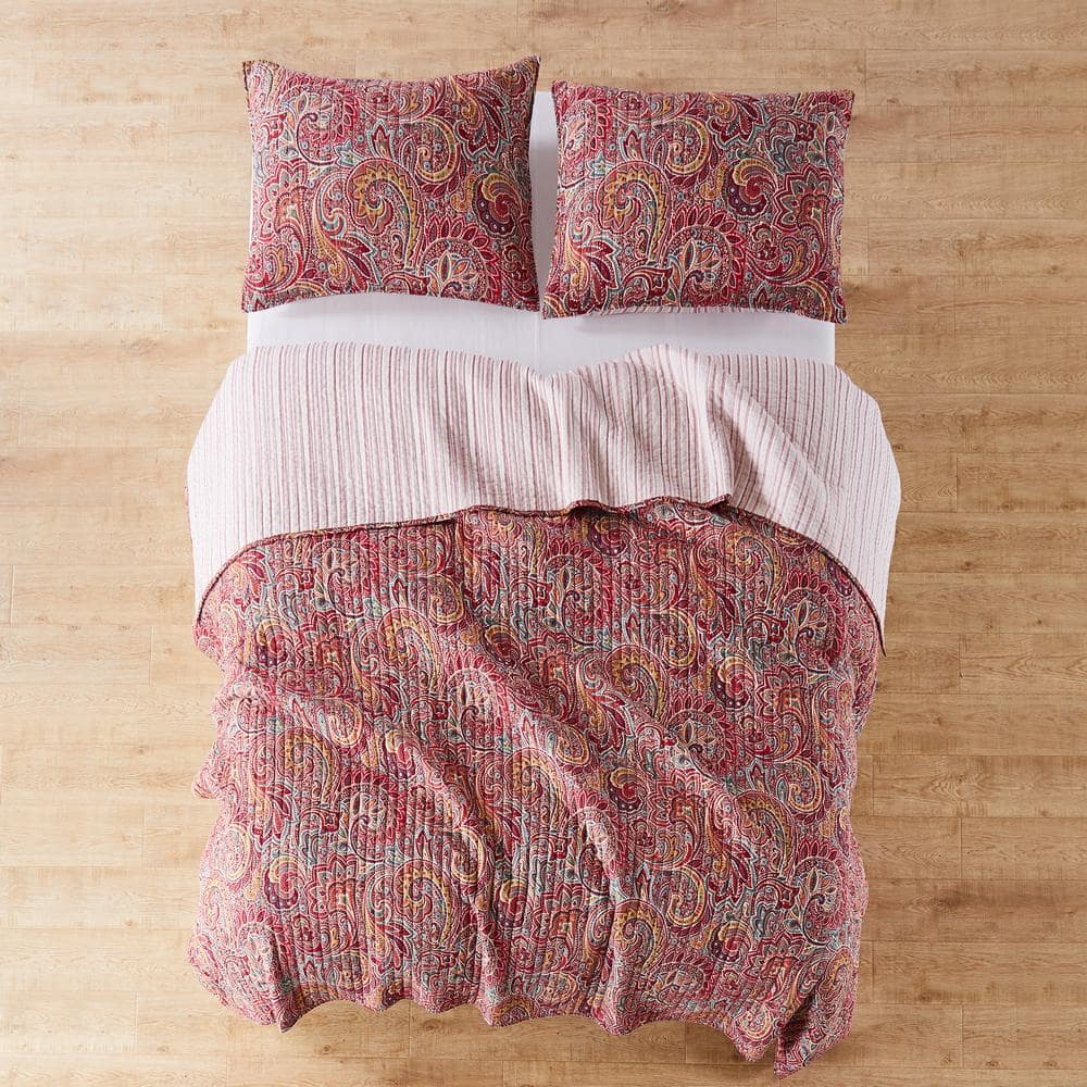 Kimpton Red Cotton King Reversible Quilt Set