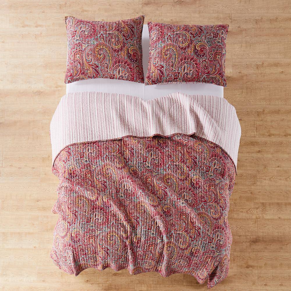 Kimpton Red and Burgundy Cotton Twin Quilt Set