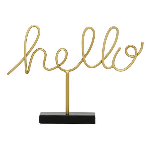 Litton Lane 14 in. H Metal Hello Decorative Sign