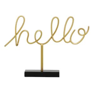 14 in. H Metal Hello Decorative Sign