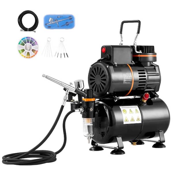 Airbrush Kit, Dual Fan Air Tank Compressor System Kit with 3.5 L Air Storage Tank, Air Brush Set, Holder