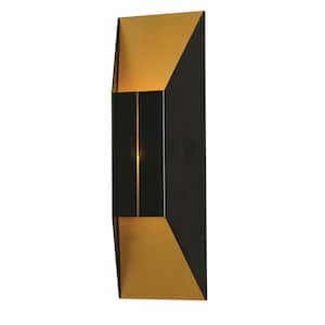 Summit 1-Light Black Gold LED Wall Sconce With Shade