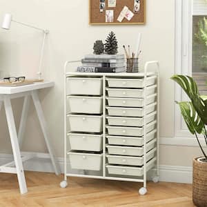 White 34.5 in. Office Storage Cabinet with 0 Shelves and Drawers