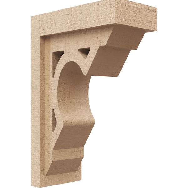 Ekena Millwork 4 in. x 12 in. x 8 in. Series 2 Classic Sheridan Rough Cedar Woodgrain Timberthane Polyurethane Corbel, Primed Tan