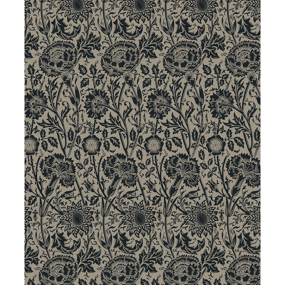 Seabrook Designs Taupe and Ebony Tonal Floral Trail Unpasted Nonwoven ...
