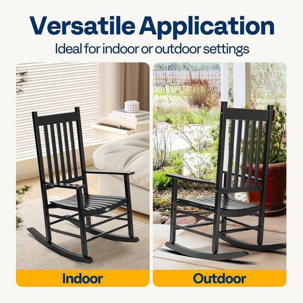 VIVOHOME Oversized Wooden Outdoor Rocking Chair with Anti