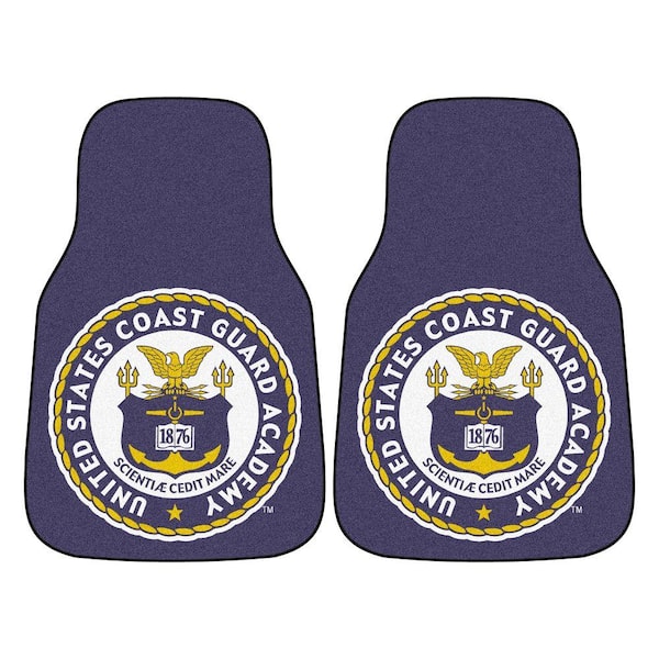 FANMATS NCAA U.S. Coast Guard Academy Heavy Duty 2-Piece 18 in. x 27 in. Nylon Carpet Car Mat