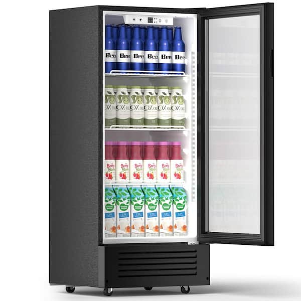 21.26 in. 6 cu. ft. Commercial Upright Display Glass Door Beverage Refrigerator Built-in Beverage Cooler in Black