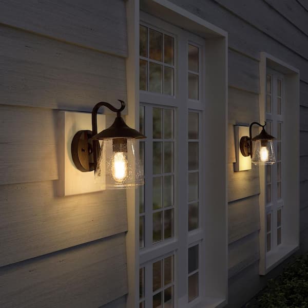 Lnc Modern Frosted Black Porch Outdoor Wall Sconce 1 Light Classic Exterior Lantern With Mushroom Clear Seeded Glass Shade Vafnyahd13356v6 The Home Depot - Flush Mount Modern Outdoor Wall Sconce