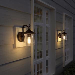 PACK OF 4 WALL SCONCES LED SOLAR OUTDOOR STURDY PLASTIC BLACK PORCH LIGHTING 8" 