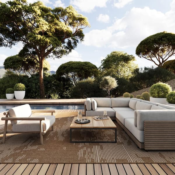 Green 4 ft. x 6 ft. Kaveri Modern Abstract Outdoor Area Rug